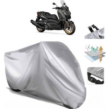 Tegin ACC | Yamaha X-Max 400 Tech Max Arka Çanta (Bağlantı Tokalı) Uyumlu Solarblock Uyumlu Motosiklet Brandası | Su Geçirmez, %99 UV, Yansıtıcı Gümüş Üst