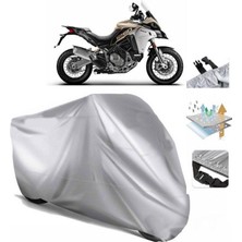 Tegin ACC | Ducati Multistrada 1260 Enduro Arka Çanta (Bağlantı Tokalı) Uyumlu Solarblock Uyumlu Motosiklet Brandası | Su Geçirmez, %99 UV, Yansıtıcı Gümüş Üst