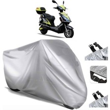 Tegin ACC | Stmax Dora 250 Elektrikli Arka Çanta (Bağlantı Tokalı) Uyumlu Solarblock Uyumlu Motosiklet Brandası | Su Geçirmez, %99 UV, Yansıtıcı Gümüş Üst