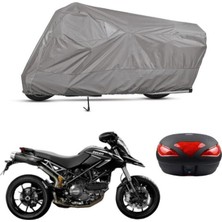 Tegin ACC | Ducati Hypermotard 796 Arka Çanta Bağlantı Tokalı Uyumlu Solarblock Uyumlu Motosiklet Brandası | Su Geçirmez, %99 UV, Yansıtıcı Gümüş Üst
