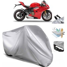 Tegin ACC | Ducati Panigale V4 S Arka Çanta (Bağlantı Tokalı) Uyumlu Solarblock Uyumlu Motosiklet Brandası | Su Geçirmez, %99 UV, Yansıtıcı Gümüş Üst