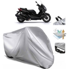 Tegin ACC | Yamaha X-Max 350 Iron Max Abs Arka Çanta (Bağlantı Tokalı) Uyumlu Solarblock Uyumlu Motosiklet Brandası | Su Geçirmez, %99 UV, Yansıtıcı Gümüş Üst