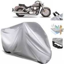 Tegin ACC | Honda Vtx 1300 S (Bağlantı Tokalı) Uyumlu Solarblock Prime Uyumlu Motosiklet Brandası | Su Geçirmez, %99 UV, Yansıtıcı Gümüş Üst, 360° Lastikli, Taşıma Çantalı