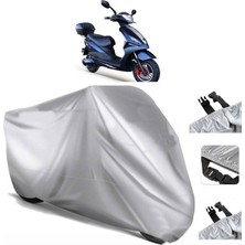 Tegin ACC | Stmax Safir 2500 Elektrikli Arka Çanta (Bağlantı Tokalı) Uyumlu Solarblock Uyumlu Motosiklet Brandası | Su Geçirmez, %99 UV, Yansıtıcı Gümüş Üst