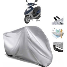 Tegin ACC | Mondial 100 Nt Turkuaz Arka Çanta (Bağlantı Tokalı) Uyumlu Solarblock Uyumlu Motosiklet Brandası | Su Geçirmez, %99 UV, Yansıtıcı Gümüş Üst