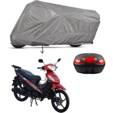 Tegin ACC | Stmax Mega 100 Arka Çanta Bağlantı Tokalı Uyumlu Solarblock Prime Uyumlu Motosiklet Brandası | Su Geçirmez, %99 UV, Yansıtıcı Gümüş Üst