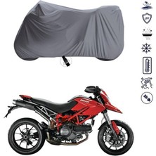Tegin ACC | Ducati Hypermotard 796 Bağlantı Tokalı Uyumlu Solarblock Prime Uyumlu Motosiklet Brandası | Su Geçirmez, %99 UV, Yansıtıcı Gümüş Üst, 360° Lastikli, Taşıma Çantalı