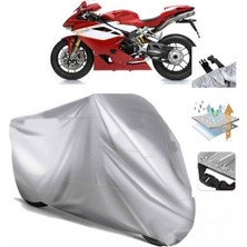 Tegin ACC | Mv Agusta F4RR Arka Çanta (Bağlantı Tokalı) Uyumlu Solarblock Prime Uyumlu Motosiklet Brandası | Su Geçirmez, %99 UV, Yansıtıcı Gümüş Üst