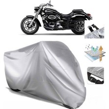 Tegin ACC | Yamaha Xvs 950 A Arka Çanta (Bağlantı Tokalı) Uyumlu Solarblock Prime Uyumlu Motosiklet Brandası | Su Geçirmez, %99 UV, Yansıtıcı Gümüş Üst
