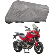 Tegin ACC | Ducati Multistrada 1200S Bağlantı Tokalı Uyumlu Solarblock Prime Uyumlu Motosiklet Brandası | Su Geçirmez, %99 UV, Yansıtıcı Gümüş Üst, 360° Lastikli, Taşıma Çantalı