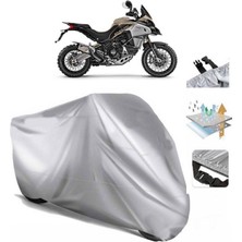 Tegin ACC | Ducati Multistrada 1200 Enduro Pro Arka Çanta (Bağlantı Tokalı) Uyumlu Solarblock Uyumlu Motosiklet Brandası | Su Geçirmez, %99 UV, Yansıtıcı Gümüş Üst