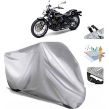 Tegin ACC | Yamaha Xvs 650 Drag Star Arka Çanta (Bağlantı Tokalı) Uyumlu Solarblock Uyumlu Motosiklet Brandası | Su Geçirmez, %99 UV, Yansıtıcı Gümüş Üst