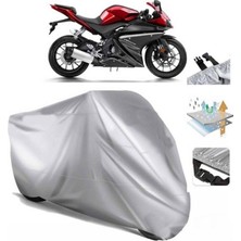 Tegin ACC | Yamaha Yzf R125 Arka Çanta (Bağlantı Tokalı) Uyumlu Solarblock Prime Uyumlu Motosiklet Brandası | Su Geçirmez, %99 UV, Yansıtıcı Gümüş Üst