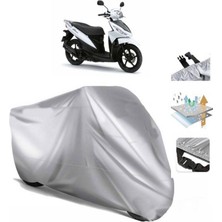 Tegin ACC | Suzuki Address Arka Çanta (Bağlantı Tokalı) Uyumlu Solarblock Prime Uyumlu Motosiklet Brandası | Su Geçirmez, %99 UV, Yansıtıcı Gümüş Üst