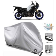 Tegin ACC | Yamaha Super Tenere 1200ZE Arka Çanta (Bağlantı Tokalı) Uyumlu Solarblock Uyumlu Motosiklet Brandası | Su Geçirmez, %99 UV, Yansıtıcı Gümüş Üst