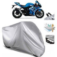 Tegin ACC | Suzuki Gsx-R 1000 Arka Çanta (Bağlantı Tokalı) Uyumlu Solarblock Prime Uyumlu Motosiklet Brandası | Su Geçirmez, %99 UV, Yansıtıcı Gümüş Üst