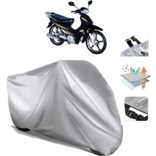 Tegin ACC | Bisan Motocup 100 (Bağlantı Tokalı) Uyumlu Solarblock Prime Uyumlu Motosiklet Brandası | Su Geçirmez, %99 UV, Yansıtıcı Gümüş Üst, 360° Lastikli, Taşıma Çantalı