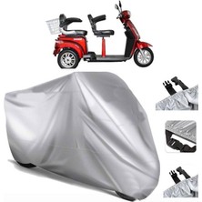 Tegin ACC | Apachi Side Elektrikli Arka Çanta (Bağlantı Tokalı) Uyumlu Solarblock Uyumlu Motosiklet Brandası | Su Geçirmez, %99 UV, Yansıtıcı Gümüş Üst