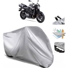 Tegin ACC | Suzuki B-King (Bağlantı Tokalı) Uyumlu Solarblock Prime Uyumlu Motosiklet Brandası | Su Geçirmez, %99 UV, Yansıtıcı Gümüş Üst, 360° Lastikli, Taşıma Çantalı