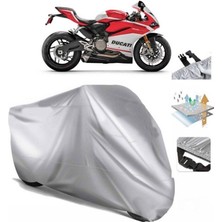 Tegin ACC | Ducati Panigale 959 Corsa Arka Çanta (Bağlantı Tokalı) Uyumlu Solarblock Uyumlu Motosiklet Brandası | Su Geçirmez, %99 UV, Yansıtıcı Gümüş Üst