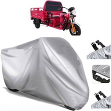 Tegin ACC | Apachi Polo Elektrikli Arka Çanta (Bağlantı Tokalı) Uyumlu Solarblock Uyumlu Motosiklet Brandası | Su Geçirmez, %99 UV, Yansıtıcı Gümüş Üst