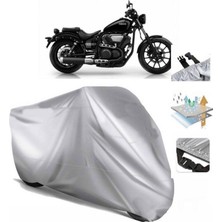 Tegin ACC | Yamaha XV950 Arka Çanta (Bağlantı Tokalı) Uyumlu Solarblock Prime Uyumlu Motosiklet Brandası | Su Geçirmez, %99 UV, Yansıtıcı Gümüş Üst, 360° Lastikli, Taşıma Çantalı