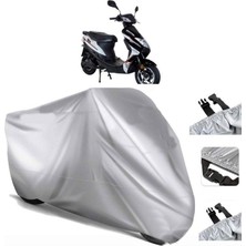 Tegin ACC | Mondial E-Mon Derrace Elektrikli Arka Çanta (Bağlantı Tokalı) Uyumlu Solarblock Uyumlu Motosiklet Brandası | Su Geçirmez, %99 UV, Yansıtıcı Gümüş Üst