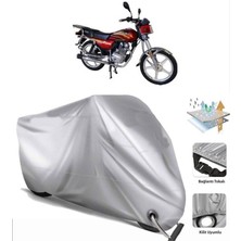 Tegin ACC | Zealsun Zs 125-2 Arka Çanta (Bağlantı Tokalı) Uyumlu Solarblock Prime Uyumlu Motosiklet Brandası | Su Geçirmez, %99 UV, Yansıtıcı Gümüş Üst