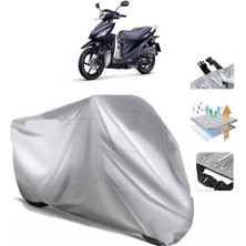 Tegin ACC | Suzuki Address 110 Arka Çanta (Bağlantı Tokalı) Uyumlu Solarblock Prime Uyumlu Motosiklet Brandası | Su Geçirmez, %99 UV, Yansıtıcı Gümüş Üst