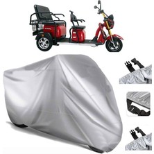 Tegin ACC | Kral Motor Kr-53 Boss 5000 Elektrikli Uyumlu Solarblock Prime Uyumlu Motosiklet Brandası | Su Geçirmez, %99 UV, Yansıtıcı Gümüş Üst, 360° Lastikli, Taşıma Çantalı