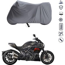 Tegin ACC | Ducati Diavel Carbon Bağlantı Tokalı Uyumlu Solarblock Prime Uyumlu Motosiklet Brandası | Su Geçirmez, %99 UV, Yansıtıcı Gümüş Üst, 360° Lastikli, Taşıma Çantalı