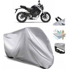 Tegin ACC | Honda Cb 125 R (Bağlantı Tokalı) Uyumlu Solarblock Prime Uyumlu Motosiklet Brandası | Su Geçirmez, %99 UV, Yansıtıcı Gümüş Üst, 360° Lastikli, Taşıma Çantalı