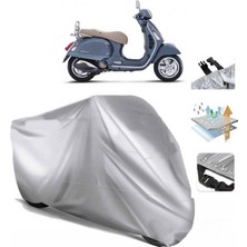 Tegin ACC | Vespa Gts 150 Abs Arka Çanta (Bağlantı Tokalı) Uyumlu Solarblock Prime Uyumlu Motosiklet Brandası | Su Geçirmez, %99 UV, Yansıtıcı Gümüş Üst