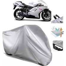 Tegin ACC | Ducati 848 Arka Çanta (Bağlantı Tokalı) Uyumlu Solarblock Prime Uyumlu Motosiklet Brandası | Su Geçirmez, %99 UV, Yansıtıcı Gümüş Üst, 360° Lastikli, Taşıma Çantalı