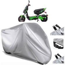 Tegin ACC | Mondial E-Mon x Man Elektrikli Arka Çanta (Bağlantı Tokalı) Uyumlu Solarblock Uyumlu Motosiklet Brandası | Su Geçirmez, %99 UV, Yansıtıcı Gümüş Üst