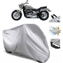 Tegin ACC | Suzuki Vz 800 Intruder M800 Arka Çanta (Bağlantı Tokalı) Uyumlu Solarblock Uyumlu Motosiklet Brandası | Su Geçirmez, %99 UV, Yansıtıcı Gümüş Üst