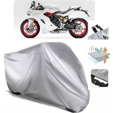 Tegin ACC | Ducati Supersport S Arka Çanta (Bağlantı Tokalı) Uyumlu Solarblock Prime Uyumlu Motosiklet Brandası | Su Geçirmez, %99 UV, Yansıtıcı Gümüş Üst
