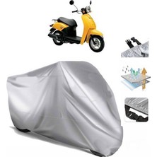 Tegin ACC | Honda Today 50 Arka Çanta (Bağlantı Tokalı) Uyumlu Solarblock Prime Uyumlu Motosiklet Brandası | Su Geçirmez, %99 UV, Yansıtıcı Gümüş Üst