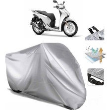 Tegin ACC | Honda Sh 150I Arka Çanta (Bağlantı Tokalı) Uyumlu Solarblock Prime Uyumlu Motosiklet Brandası | Su Geçirmez, %99 UV, Yansıtıcı Gümüş Üst, 360° Lastikli, Taşıma Çantalı