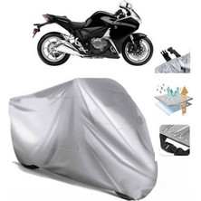 Tegin ACC | Honda Vfr 1200 F Arka Çanta (Bağlantı Tokalı) Uyumlu Solarblock Prime Uyumlu Motosiklet Brandası | Su Geçirmez, %99 UV, Yansıtıcı Gümüş Üst