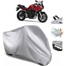 Tegin ACC | Yamaha Fz6 Fazer S2 (Bağlantı Tokalı) Uyumlu Solarblock Prime Uyumlu Motosiklet Brandası | Su Geçirmez, %99 UV, Yansıtıcı Gümüş Üst, 360° Lastikli, Taşıma Çantalı