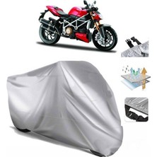 Tegin ACC | Ducati Streetfighter S Arka Çanta (Bağlantı Tokalı) Uyumlu Solarblock Uyumlu Motosiklet Brandası | Su Geçirmez, %99 UV, Yansıtıcı Gümüş Üst