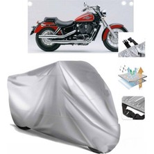 Tegin ACC | Honda Vt 1100 Shadow Ace Arka Çanta (Bağlantı Tokalı) Uyumlu Solarblock Uyumlu Motosiklet Brandası | Su Geçirmez, %99 UV, Yansıtıcı Gümüş Üst