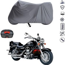 Tegin ACC | Kawsaki Vn 1500 Bağlantı Tokalı Uyumlu Solarblock Prime Uyumlu Motosiklet Brandası | Su Geçirmez, %99 UV, Yansıtıcı Gümüş Üst, 360° Lastikli, Taşıma Çantalı