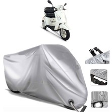 Tegin ACC | Kuba K5-T Elektrikli Arka Çanta (Bağlantı Tokalı) Uyumlu Solarblock Prime Uyumlu Motosiklet Brandası | Su Geçirmez, %99 UV, Yansıtıcı Gümüş Üst