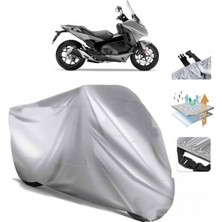 Tegin ACC | Honda Nc 750D Integra Arka Çanta (Bağlantı Tokalı) Uyumlu Solarblock Uyumlu Motosiklet Brandası | Su Geçirmez, %99 UV, Yansıtıcı Gümüş Üst