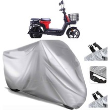 Tegin ACC | Rks E-Cargo Elektrikli Arka Çanta (Bağlantı Tokalı) Uyumlu Solarblock Uyumlu Motosiklet Brandası | Su Geçirmez, %99 UV, Yansıtıcı Gümüş Üst