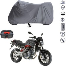 Tegin ACC | Aprilia Shiver 750 Arka Çanta Bağlantı Tokalı Uyumlu Solarblock Prime Uyumlu Motosiklet Brandası | Su Geçirmez, %99 UV, Yansıtıcı Gümüş Üst