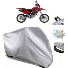 Tegin ACC | Honda Xl 200 Arka Çanta (Bağlantı Tokalı) Uyumlu Solarblock Prime Uyumlu Motosiklet Brandası | Su Geçirmez, %99 UV, Yansıtıcı Gümüş Üst, 360° Lastikli, Taşıma Çantalı