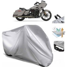 Tegin ACC | Harley-Davidson Cvo Road Glide (Bağlantı Tokalı) Uyumlu Solarblock Prime Uyumlu Motosiklet Brandası | Su Geçirmez, %99 UV, Yansıtıcı Gümüş Üst